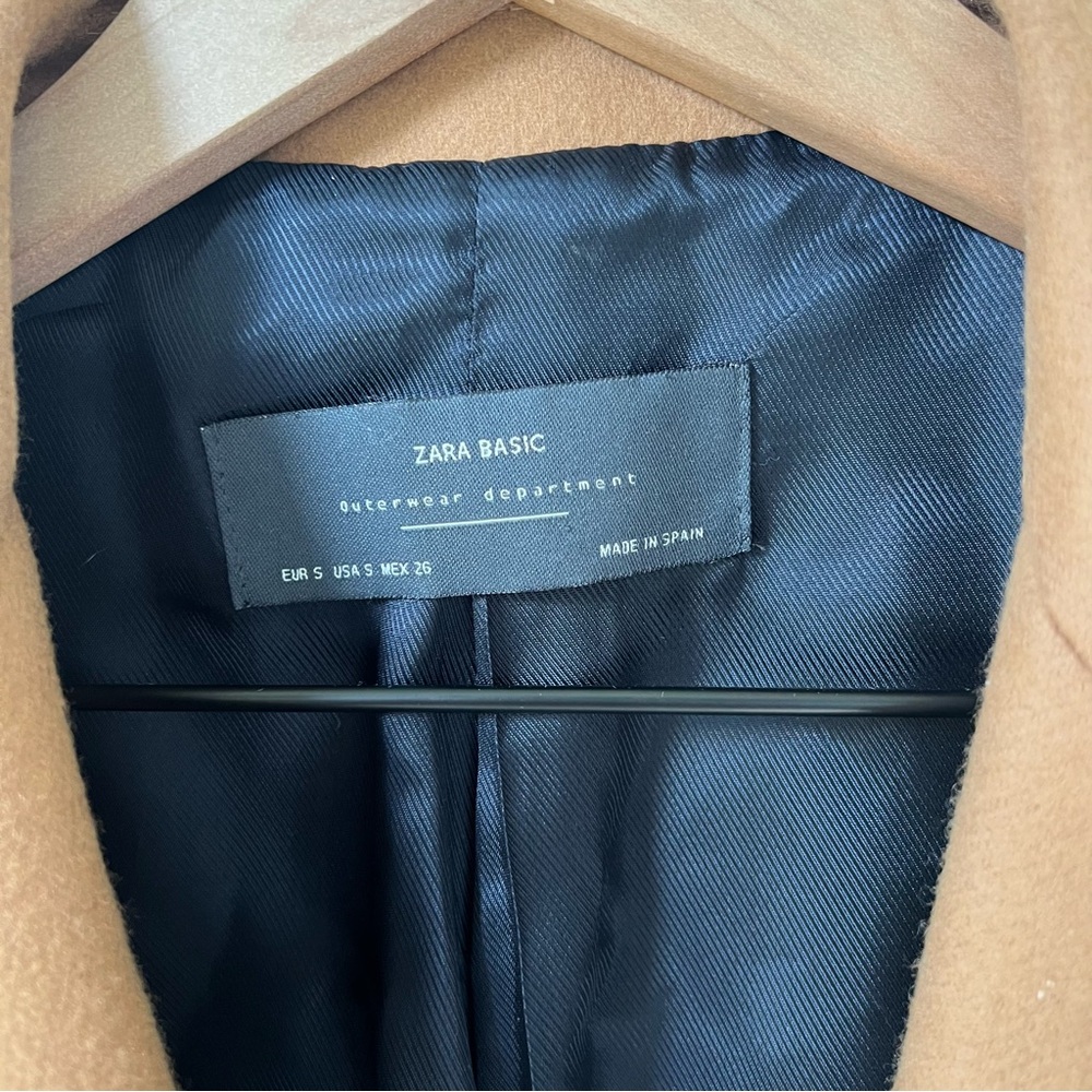 Zara Long Wool Overcoat in Camel Brown - Picture 5 of 6